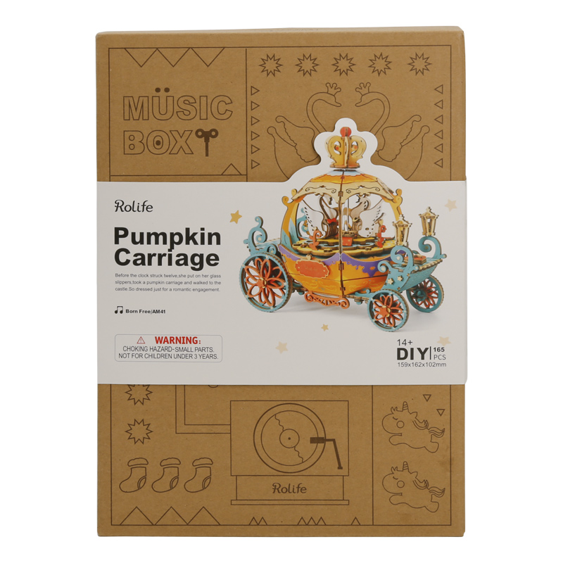 Modern Wooden Puzzle Pumpkin Carriage